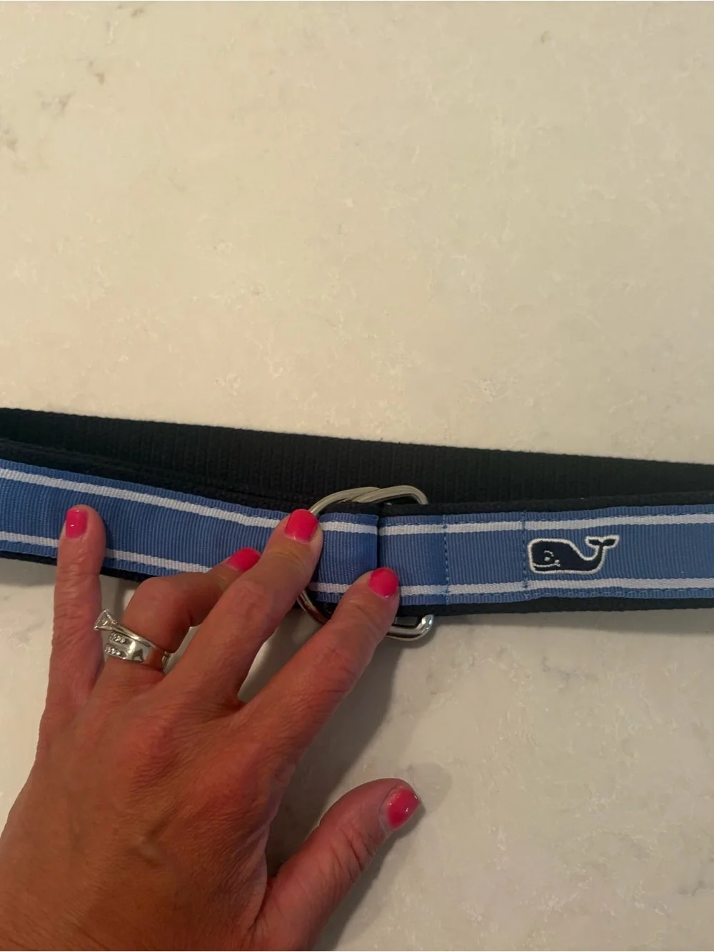 Vineyard Vines Blue and Light Blue Striped Kids Webbing Belt